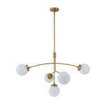 Mid - Century Modern 5 - Light Curved Arm Glass Globe Chandelier - LightfixturesUAE