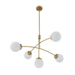 Mid - Century Modern 5 - Light Curved Arm Glass Globe Chandelier - LightfixturesUAE