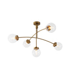 Mid - Century Modern 5 - Light Curved Arm Glass Globe Chandelier - LightfixturesUAE