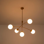 Mid - Century Modern 5 - Light Curved Arm Glass Globe Chandelier - LightfixturesUAE