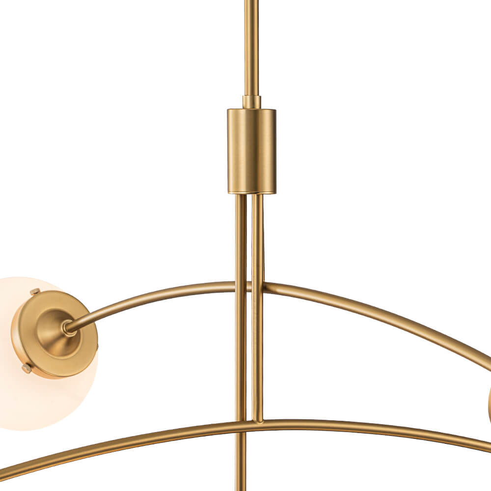 Mid - Century Modern 5 - Light Curved Arm Glass Globe Chandelier - LightfixturesUAE
