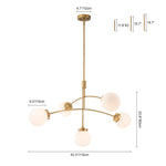 Mid - Century Modern 5 - Light Curved Arm Glass Globe Chandelier - LightfixturesUAE