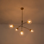 Mid - Century Modern 5 - Light Curved Arm Glass Globe Chandelier - LightfixturesUAE