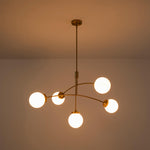 Mid - Century Modern 5 - Light Curved Arm Glass Globe Chandelier - LightfixturesUAE