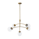 Mid - Century Modern 5 - Light Curved Arm Glass Globe Chandelier - LightfixturesUAE