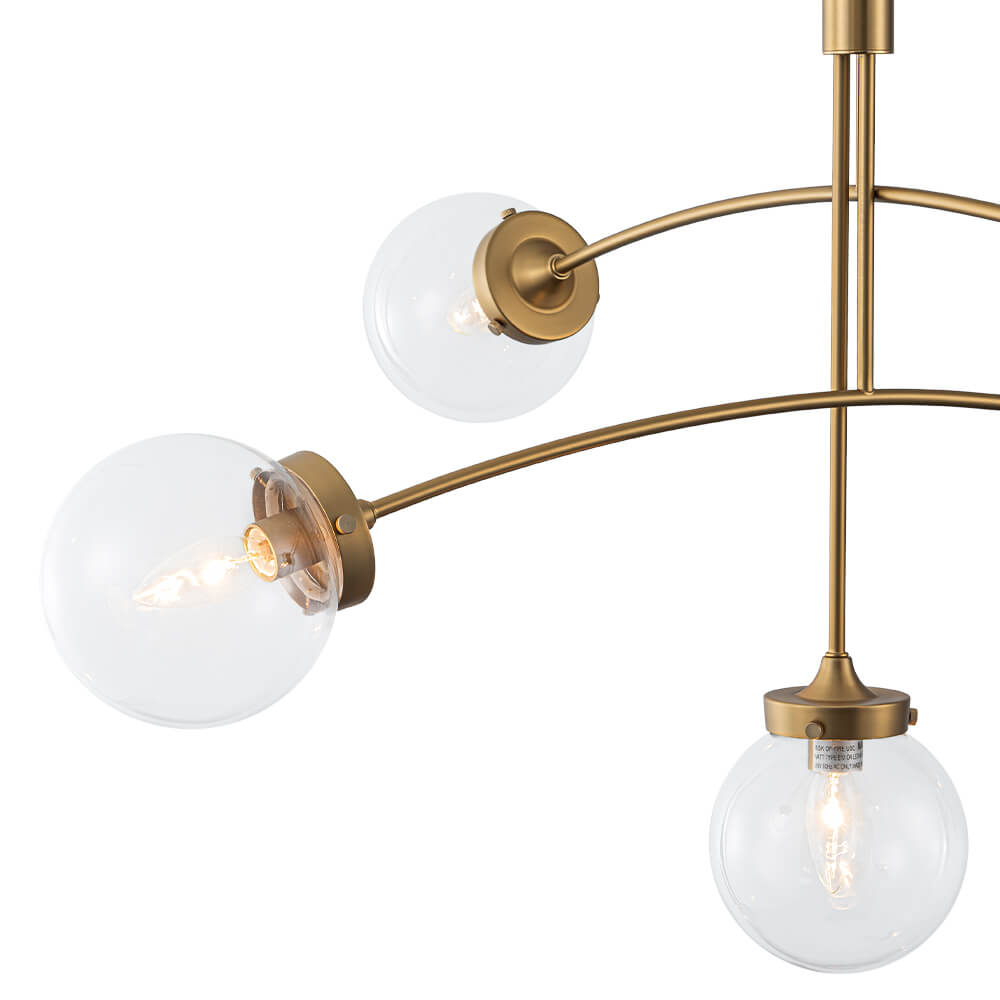 Mid - Century Modern 5 - Light Curved Arm Glass Globe Chandelier - LightfixturesUAE