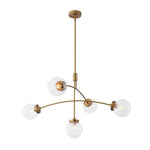 Mid - Century Modern 5 - Light Curved Arm Glass Globe Chandelier - LightfixturesUAE
