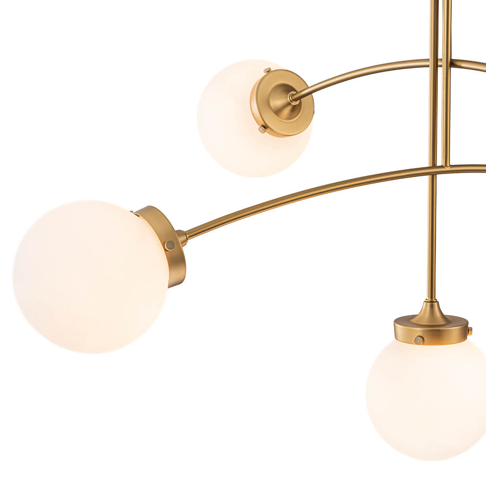 Mid - Century Modern 5 - Light Curved Arm Glass Globe Chandelier - LightfixturesUAE