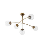 Mid - Century Modern 5 - Light Curved Arm Glass Globe Chandelier - LightfixturesUAE
