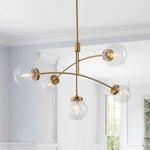 Mid - Century Modern 5 - Light Curved Arm Glass Globe Chandelier - LightfixturesUAE
