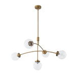 Mid - Century Modern 5 - Light Curved Arm Glass Globe Chandelier - LightfixturesUAE