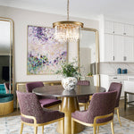 Mid - Century Modern 5 - Light Drum Crystal Chandelier - LightfixturesUAE