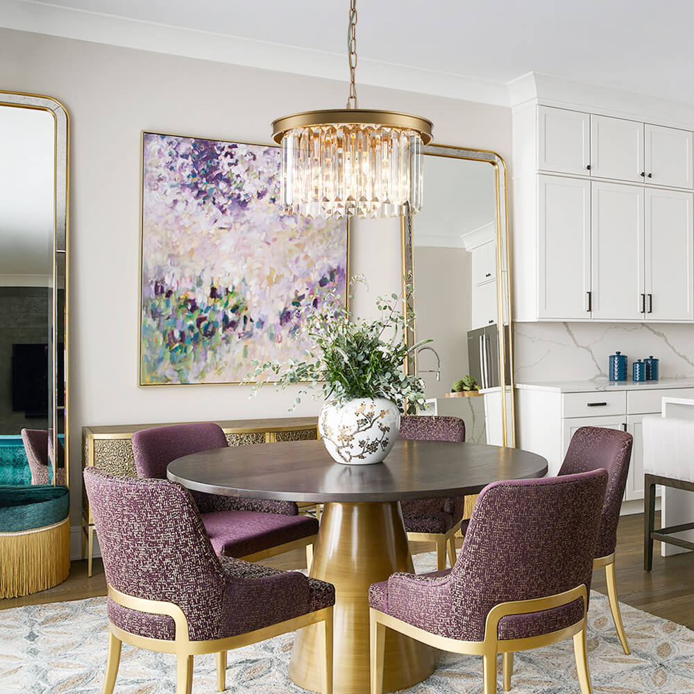 Mid - Century Modern 5 - Light Drum Crystal Chandelier - LightfixturesUAE
