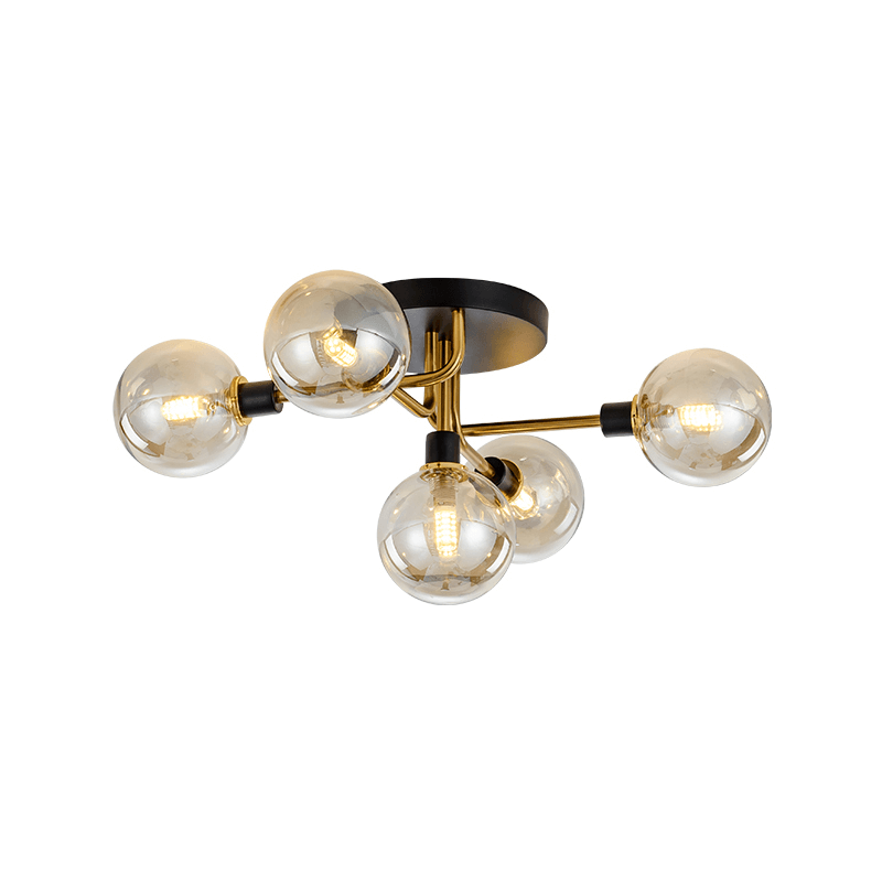 Mid - century Modern 5 - Light Globe Glass Semi Flush Ceiling Light - LightfixturesUAE