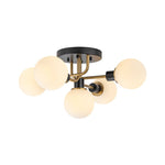 Mid Century Modern 5 - Light Milk Glass Globe Two - Toned Ceiling Light - LightfixturesUAE