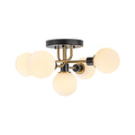 Mid Century Modern 5 - Light Milk Glass Globe Two - Toned Ceiling Light - LightfixturesUAE