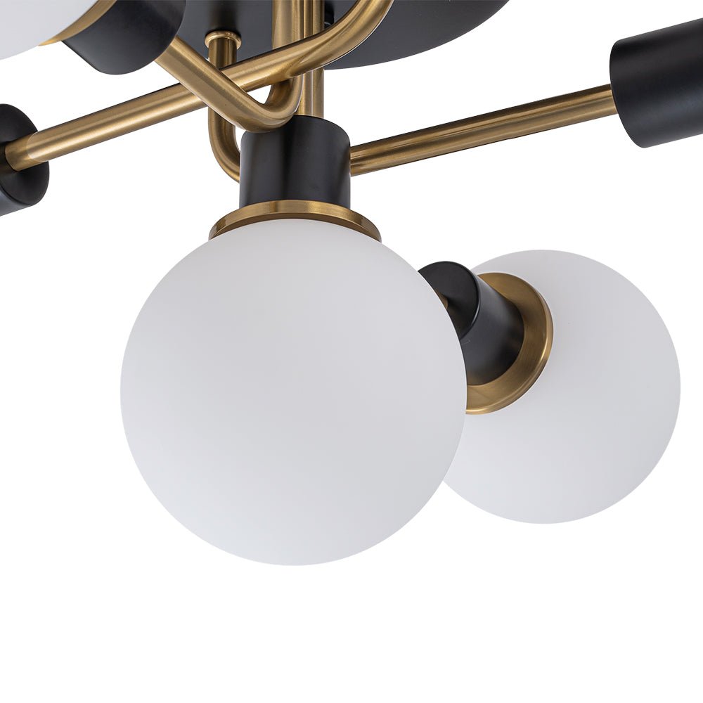 Mid Century Modern 5 - Light Milk Glass Globe Two - Toned Ceiling Light - LightfixturesUAE