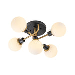 Mid Century Modern 5 - Light Milk Glass Globe Two - Toned Ceiling Light - LightfixturesUAE