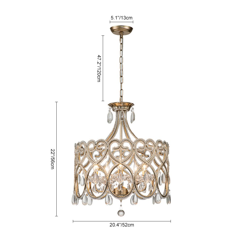 Mid - Century Modern 5 - Light Silver Bronze Crystal Chandelier - LightfixturesUAE