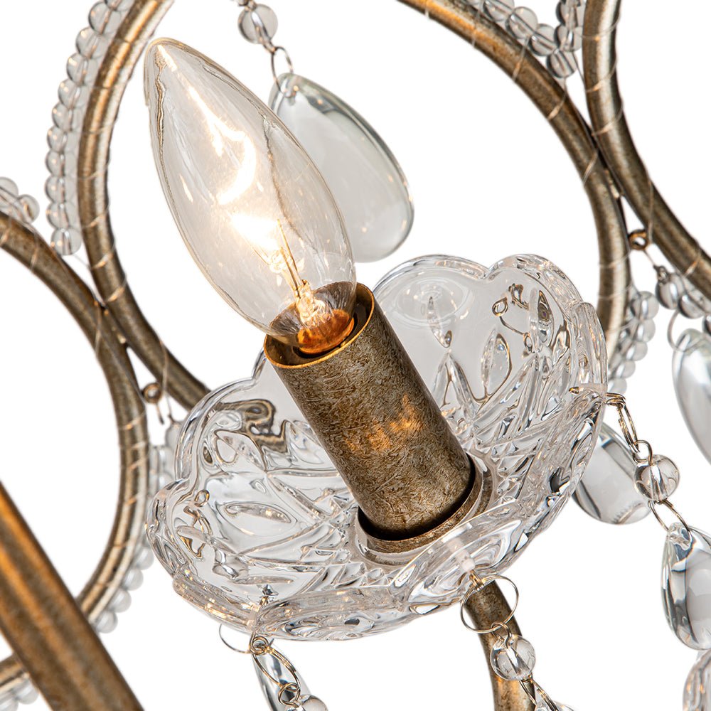 Mid - Century Modern 5 - Light Silver Bronze Crystal Chandelier - LightfixturesUAE