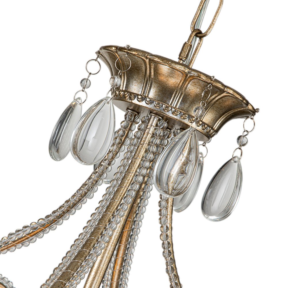 Mid - Century Modern 5 - Light Silver Bronze Crystal Chandelier - LightfixturesUAE