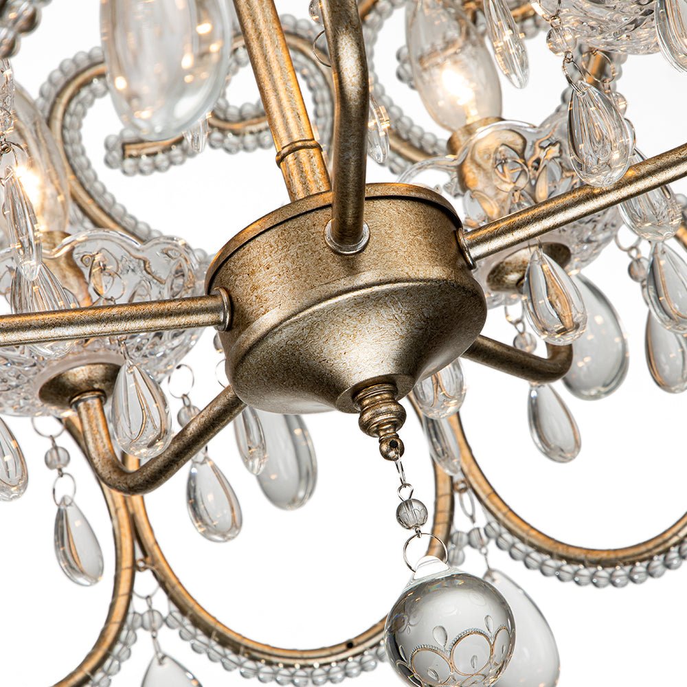 Mid - Century Modern 5 - Light Silver Bronze Crystal Chandelier - LightfixturesUAE