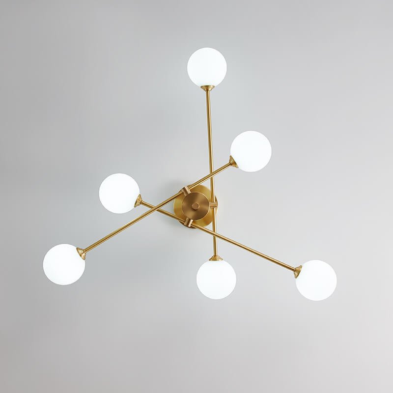 Mid Century Modern 6 - Light Glass Globe Ceiling Light - LightfixturesUAE