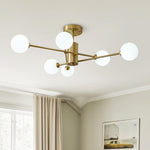 Mid Century Modern 6 - Light Glass Globe Ceiling Light - LightfixturesUAE