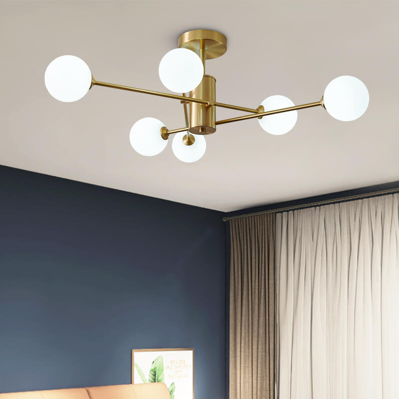 Mid Century Modern 6 - Light Glass Globe Ceiling Light - LightfixturesUAE