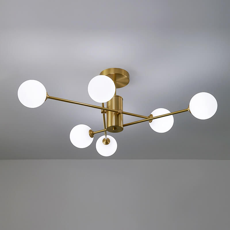 Mid Century Modern 6 - Light Glass Globe Ceiling Light - LightfixturesUAE