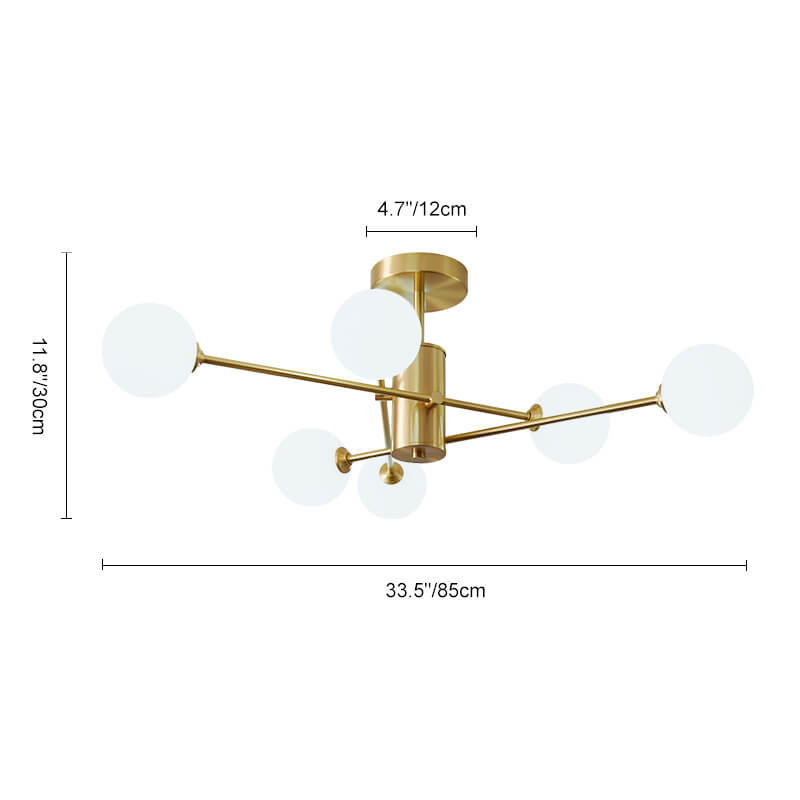 Mid Century Modern 6 - Light Glass Globe Ceiling Light - LightfixturesUAE