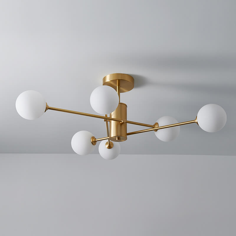 Mid Century Modern 6 - Light Glass Globe Ceiling Light - LightfixturesUAE