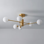 Mid Century Modern 6 - Light Glass Globe Ceiling Light - LightfixturesUAE