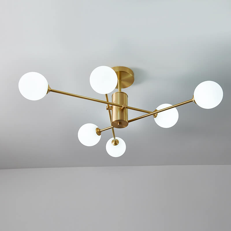 Mid Century Modern 6 - Light Glass Globe Ceiling Light - LightfixturesUAE