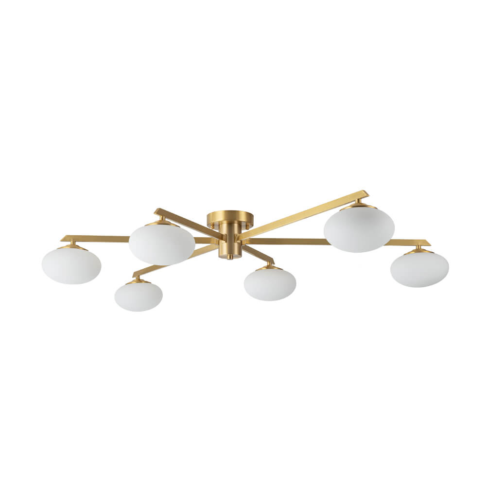 Mid Century Modern 6 - Light Glass Globe Sputnik Semi - Flush Mount - LightfixturesUAE