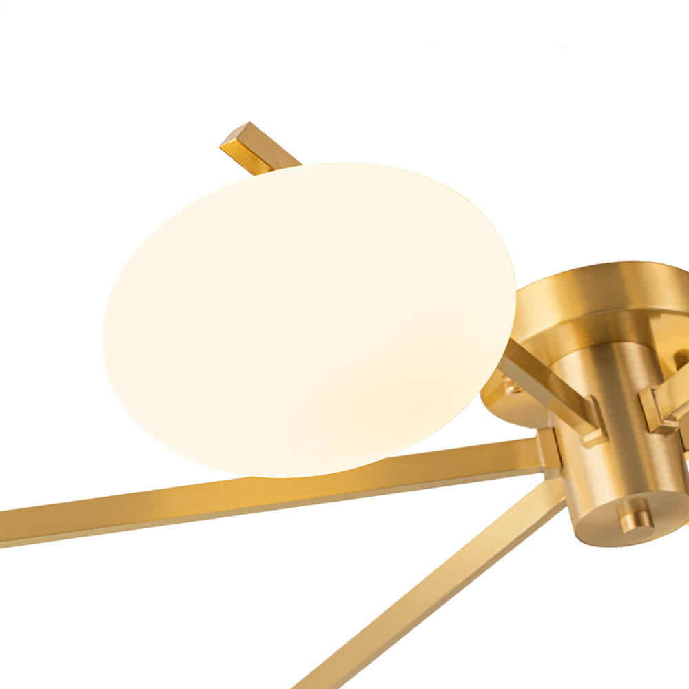 Mid Century Modern 6 - Light Glass Globe Sputnik Semi - Flush Mount - LightfixturesUAE