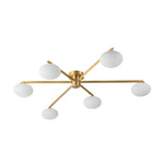 Mid Century Modern 6 - Light Glass Globe Sputnik Semi - Flush Mount - LightfixturesUAE