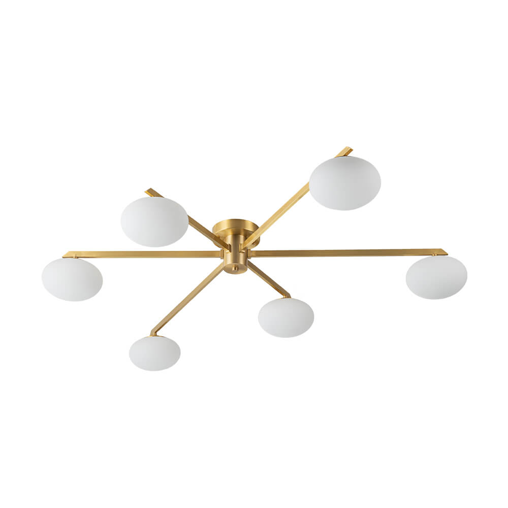 Mid Century Modern 6 - Light Glass Globe Sputnik Semi - Flush Mount - LightfixturesUAE