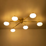 Mid Century Modern 6 - Light Glass Globe Sputnik Semi - Flush Mount - LightfixturesUAE