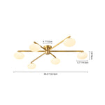 Mid Century Modern 6 - Light Glass Globe Sputnik Semi - Flush Mount - LightfixturesUAE