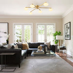 Mid Century Modern 6 - Light Glass Globe Sputnik Semi - Flush Mount - LightfixturesUAE