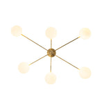 Mid Century Modern 6 - Light Glass Globe Sputnik Semi - Flush Mount - LightfixturesUAE
