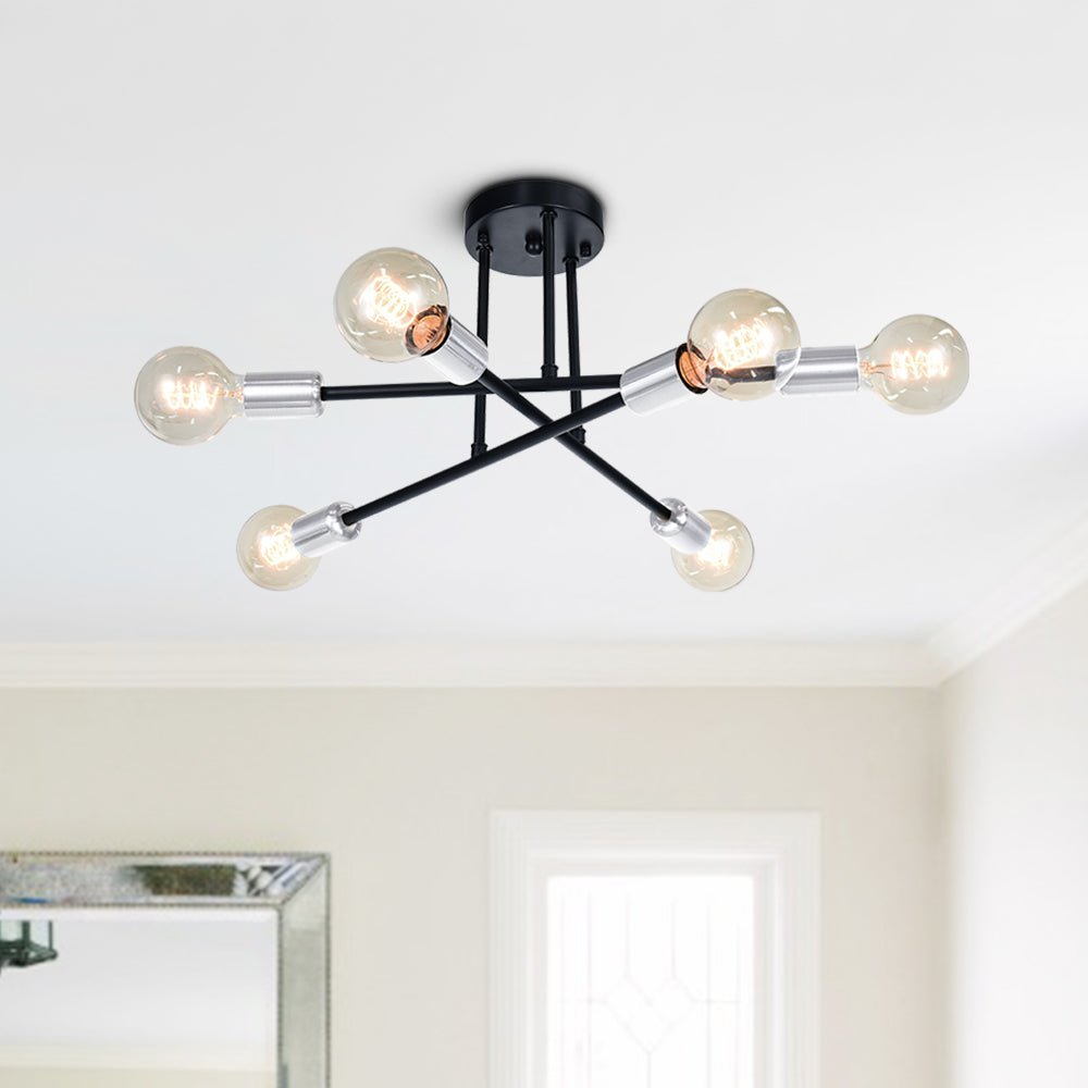 Mid - century Modern 6 - Light Metal Radial Sputnik Ceiling Light - LightfixturesUAE