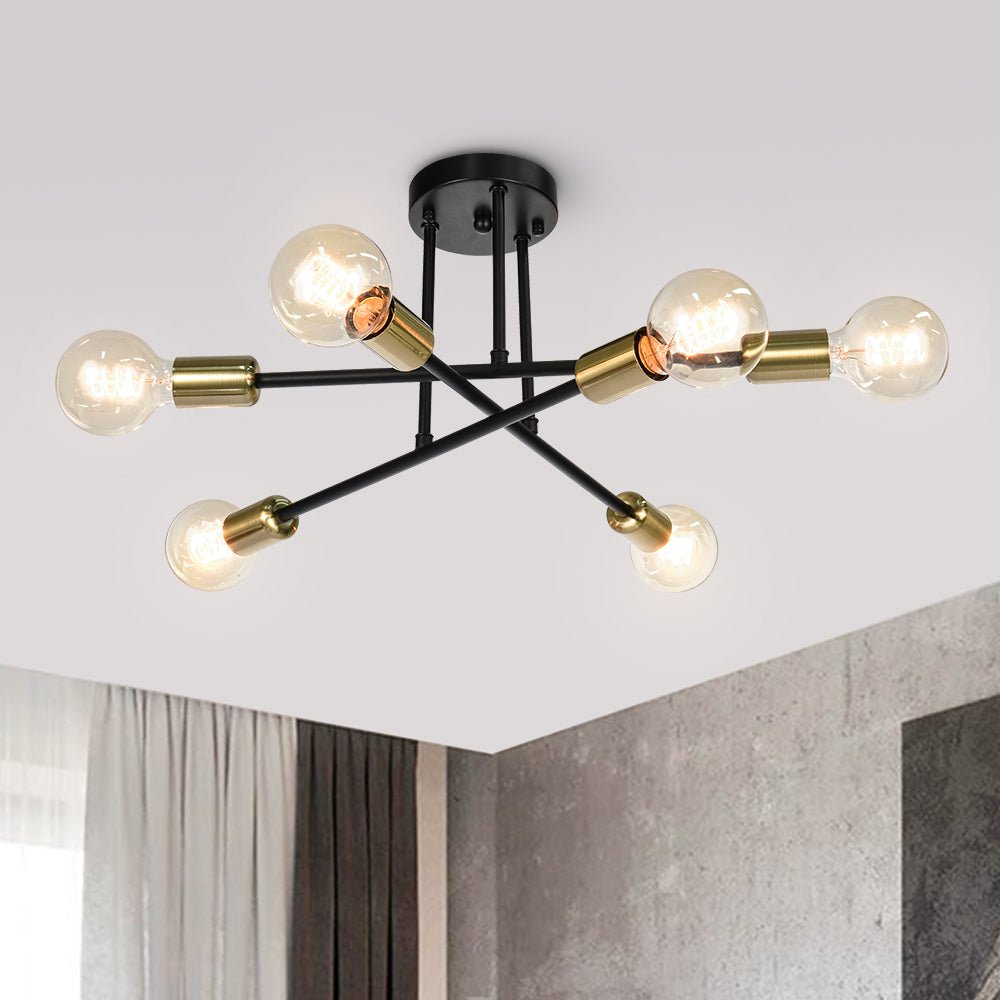 Mid - century Modern 6 - Light Metal Radial Sputnik Ceiling Light - LightfixturesUAE