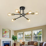 Mid - century Modern 6 - Light Metal Radial Sputnik Ceiling Light - LightfixturesUAE