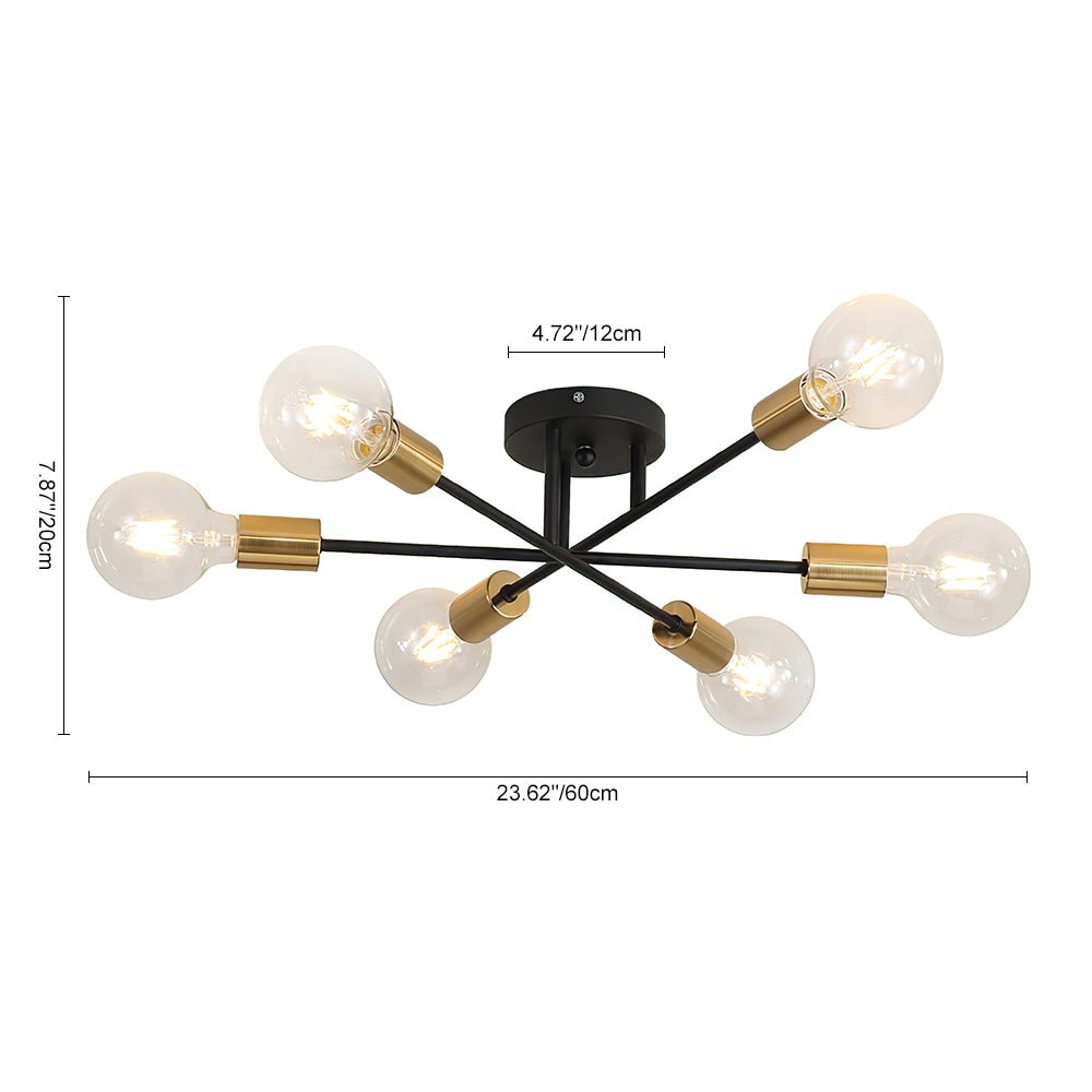 Mid - century Modern 6 - Light Metal Radial Sputnik Ceiling Light - LightfixturesUAE