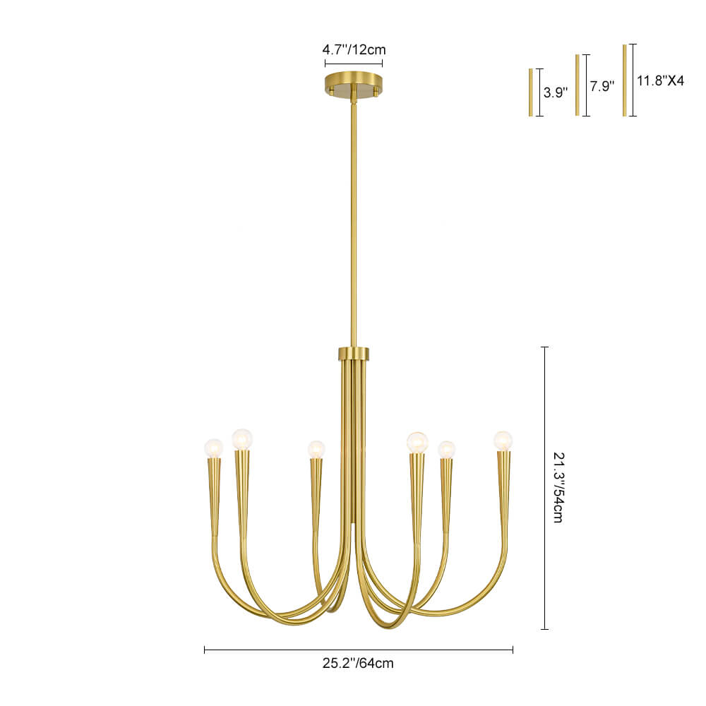 Mid - century Modern 6/9 - Light Swoop Arm Chandelier - LightfixturesUAE