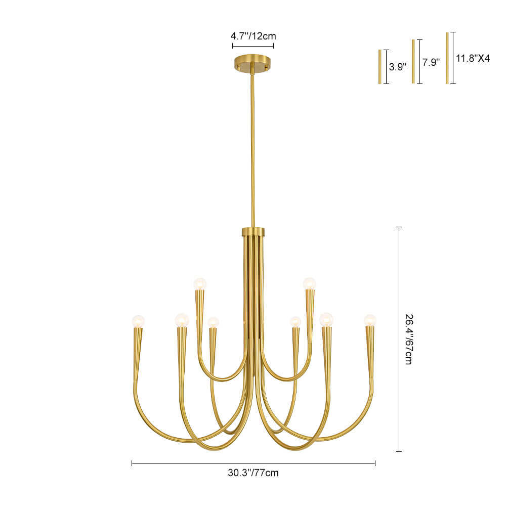 Mid - century Modern 6/9 - Light Swoop Arm Chandelier - LightfixturesUAE