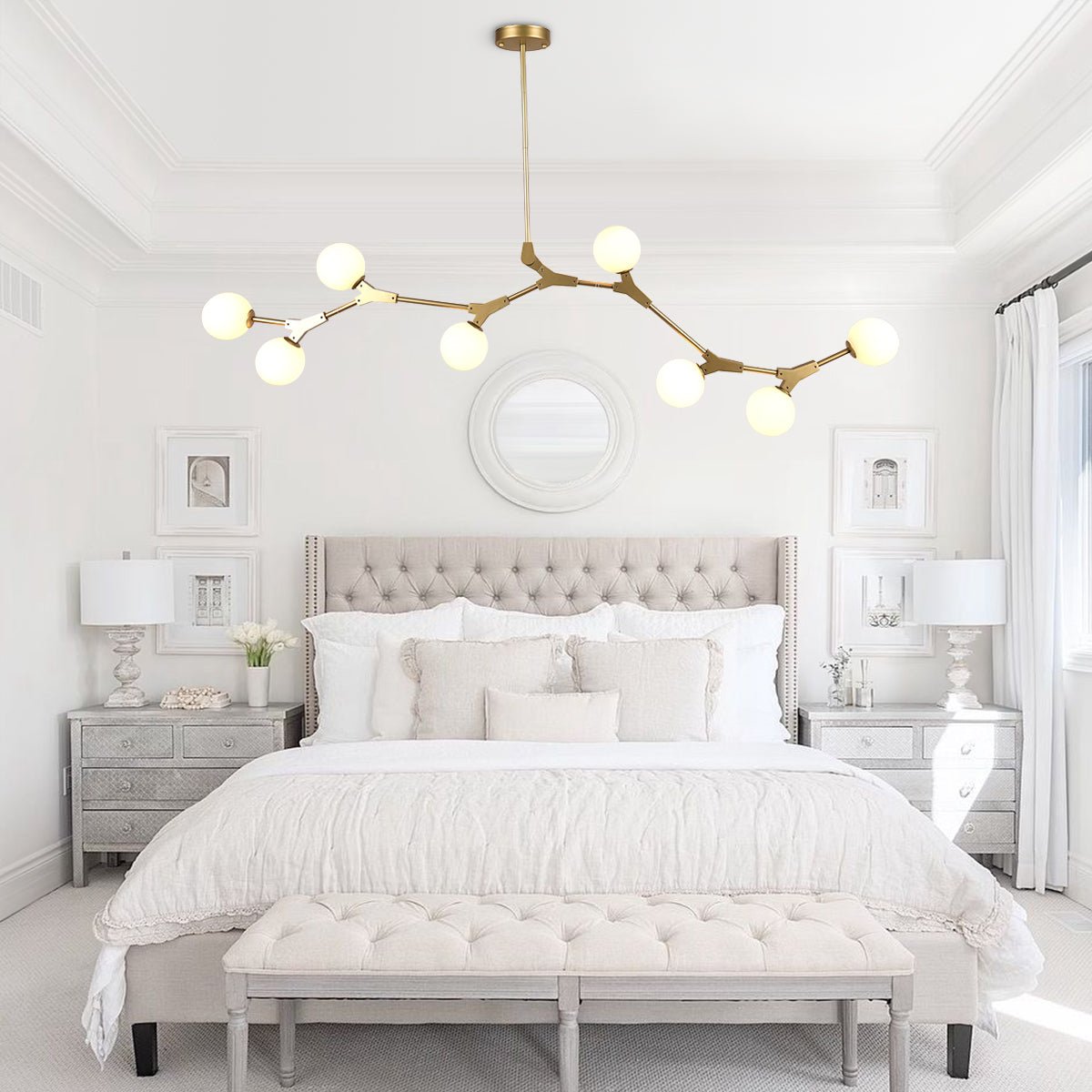Mid - Century Modern 8 Light Branching Linear Chandelier - LightfixturesUAE