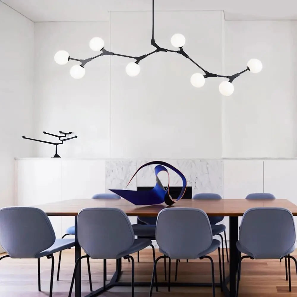 Mid - Century Modern 8 Light Branching Linear Chandelier - LightfixturesUAE